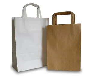 Shoppers manico piatto in carta neutra bianca o sealing havana (50pz)