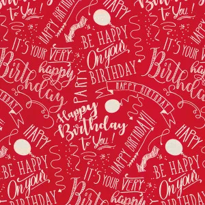 Foglio di carta regalo BIG cm 100x140: Happy Birthday Rosso