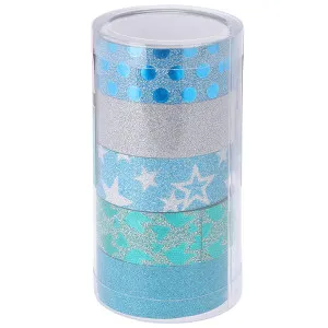 Set di Nastri adesivi Washi tape glitter "Mix azzurro" (5 pz)