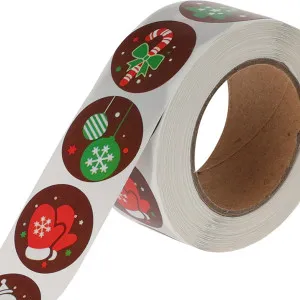 Stickers natalizi tondi in rotolo (3 mt - 120 Pz)