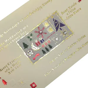 Biglietto di auguri "Luna fondo beige" con stampa a caldo e strass (cm 20x10)