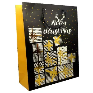 Shopper  Black & Gold "Regali" con stampa gold foil (cm 32 x 26)
