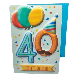 Biglietto augurale 3D "Compleanno 40 Azzurro"