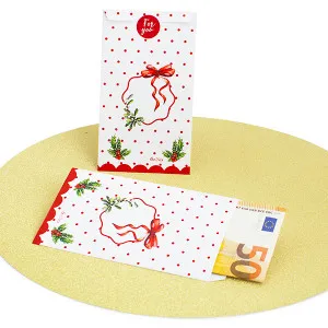 Kit regalo sacchetti "Merry Christmas rosso" con chudipacco - cm 8x14 (10pz)