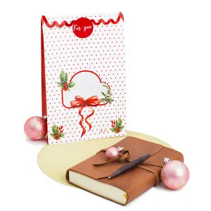 Kit regalo sacchetti "Merry Christmas ROSSO" con chiudipacco - cm 20+8x30 (2pz)