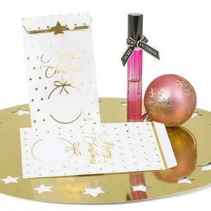 Kit regalo sacchetti "Merry Christmas ORO" con chiudipacco - cm 8x14 (10pz)