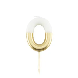 Candelina numerale Bicolore oro e bianco - N 0 (cm 10,5)