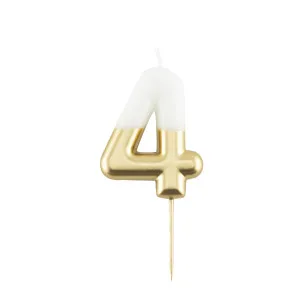 Candelina numerale Bicolore oro e bianco - N 4 (cm 10,5)