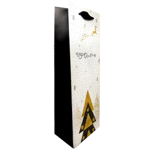 Shopper Portabottiglia Black & Gold "Albero" con stampa glitterata