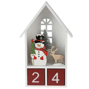 Calendario dell'avvento CASA in legno con Pupazzo di neve (cm20)