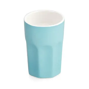 Vasetto azzurro con candela Fiore di cotone - ø 5,5 x h 8,5 cm