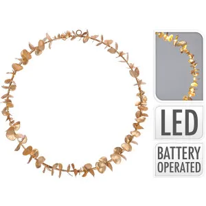 Corona eucaliptus oro con LED (cm 40) 
