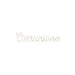 Scritta decorativa in legno bianco "COMUNIONE" (cm 5,5 X 0,8) 