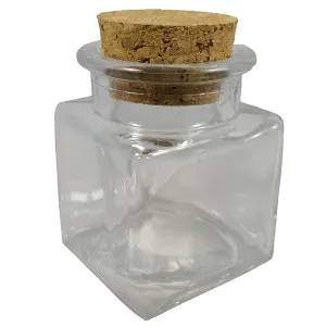 Vasetto "cubo" in vetro con tappo in sughero (cm 4 x 4 x 5)