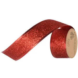 Nastro glitterato con bordo metal Rosso (mt 2,70)