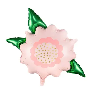 Palloncino in foil "FIORE ROSA" con foglie (cm 56 x 47)