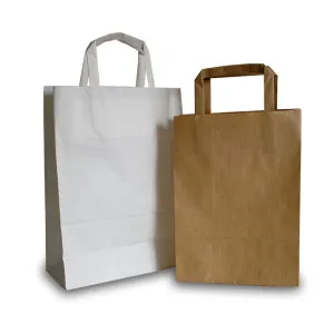 Shoppers manico piatto in carta neutra bianca o sealing havana (50pz)