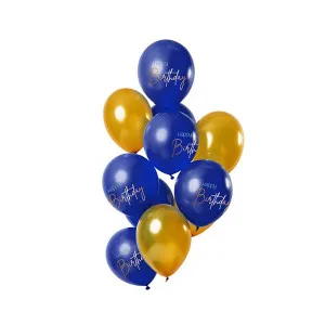 Bouquet di palloncini HappyBirthday blu e oro ( ø 30 cm - 12 pezzi)