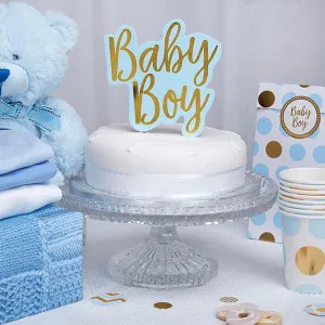 Cake topper "BABY BOY" azzurro e oro