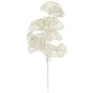 Decorazione metallica ramo "Ginko Leaf" champagne