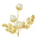 Decorazione pick 3 perle con gambo e foglie oro (12 pz)