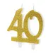 Candelina in cera "40" glitter ORO